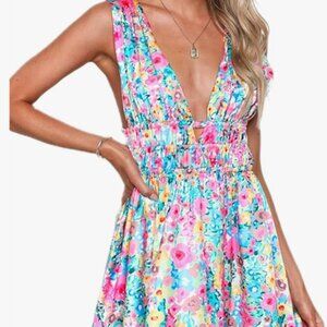 Deep V Sleeveless mini dress